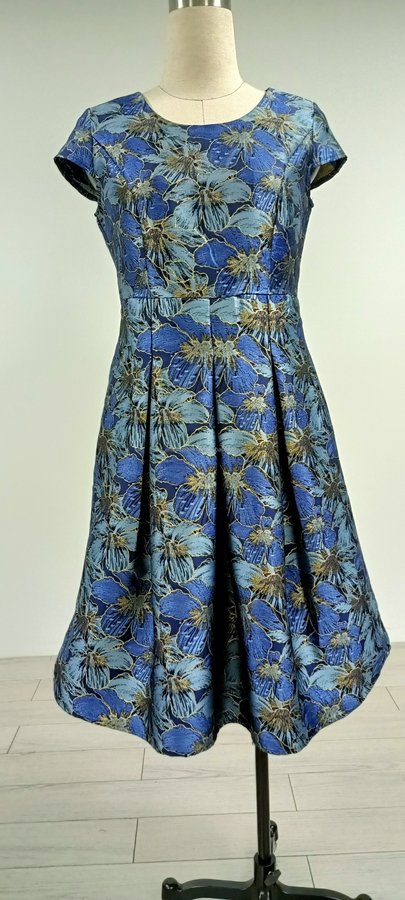 Blue Patterned Midi Dress, BIV-011